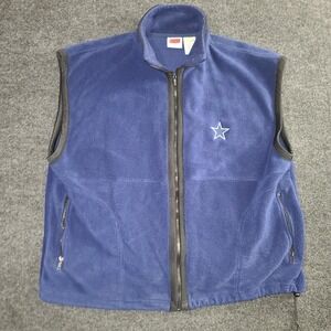Vintage Dallas Cowboys Fleece Vest XL Blue 1999 Iron Knights Athletics NFL ZipUp